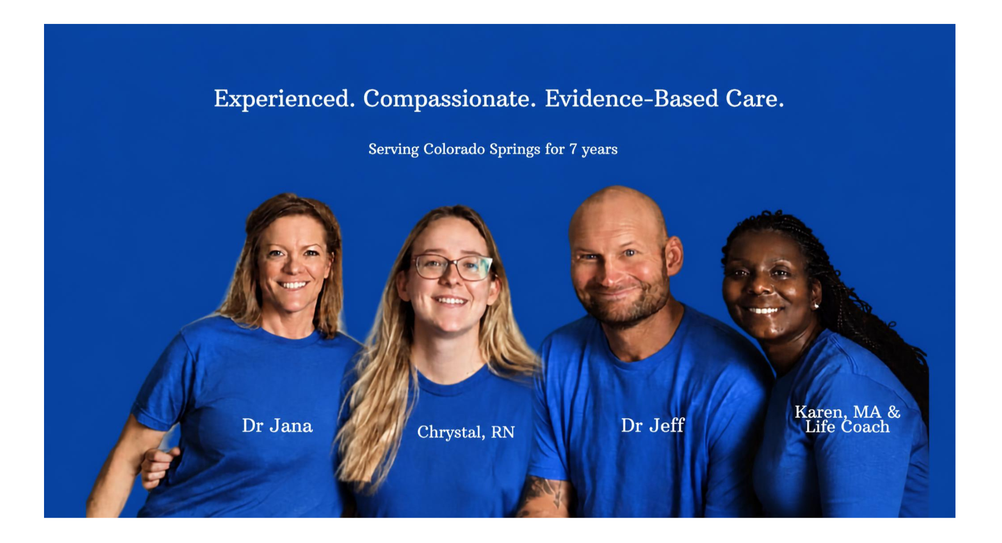 The Ketamine Colorado Springs team, from left: Jana Gainok, Chrystal Weber, Jeff Gainok, and Karen Fisher-Rives
